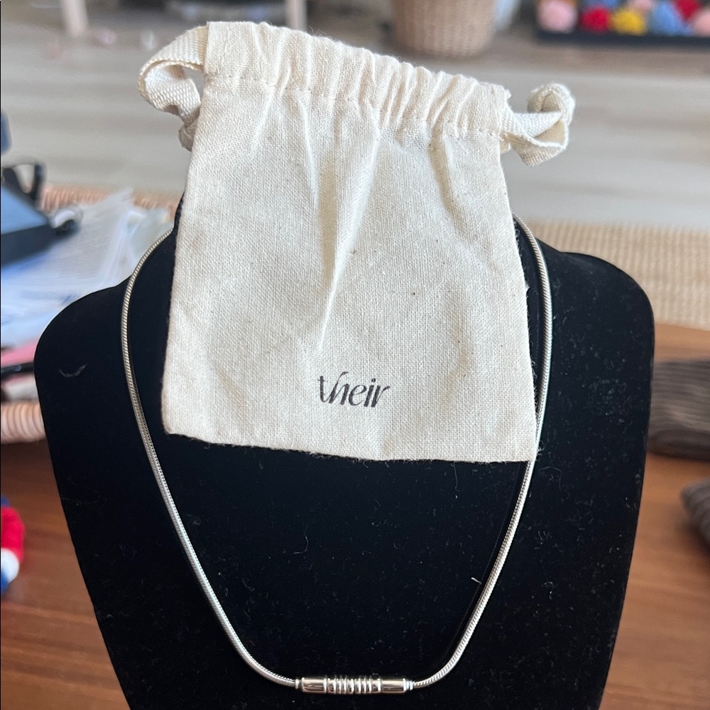 Their Rounded Bar Elegant Silver Necklace View 2